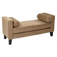OSP Home Furnishings Curves Bench in Coffee Velvet CVS20-C27